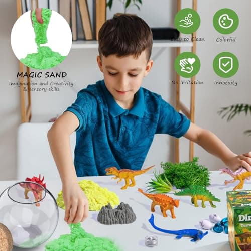 ONLYFUN Dinosaure Terrarium Set pour Les Enfants - Cadeau d'anniversaire pour Les garçons Filles 4, 5, 6, 7, 8-12 Ans, Jouets de Dinosaure, Ensemble d'artisanat, Noël Pâques Cadeaux Enfants.