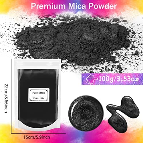 100g Poudre de Mica - Colorant Résine Époxy Métalliqu Pigment Résine Époxy, Colorant de Savon, Colorant en Poudre pour La Fabrication de Résine, Bijoux, Savon,Slime, Bombes, Bain, Bougies (Noir)