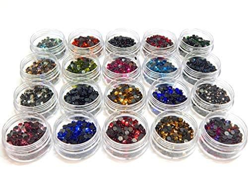 Hotfix Lot de 20 strass thermocollants en verre avec boîte de rangement et strass, 3,6mm ~ 4mm SS16