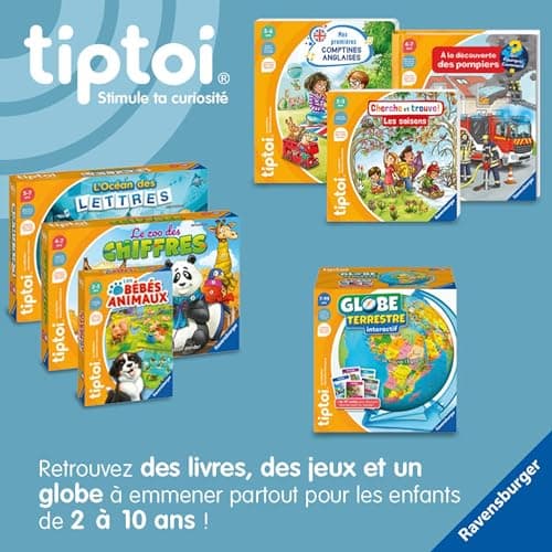 Ravensburger - tiptoi® - Jeu interactif - Globe terrestre interactif - Lecteur vendu séparément - Jeu éducatif électronique, sans écran - Dès 7 ans - version française - 00 191