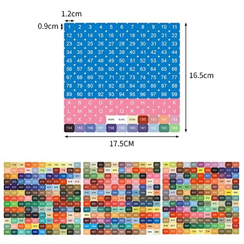 JAWSEU Autocollants de Numéro de Couleur, Étiquettes de Peinture Au Diamant avec Numéros Diamond Painting Accessoires Pastille de Couleur Autocollant pour Boîte de Rangement Diamant