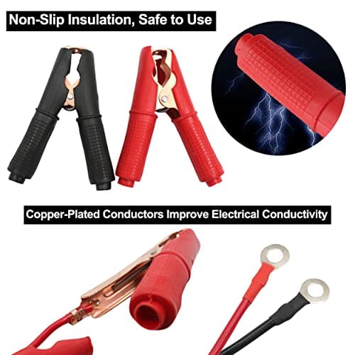 HuaLiSiJi Pince Crocodile Batterie 12V 24V avec Fusible Pinces Crocodiles Voiture Pince pour Cable Batterie 30A 14AWG, for Automotive Battery Other Equipment (1.5m)