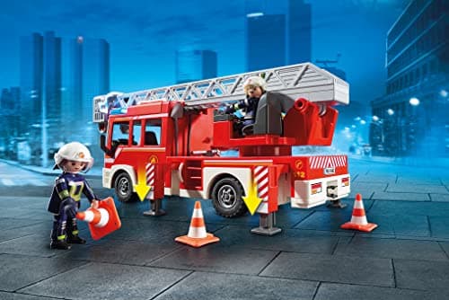Playmobil 9463 Camion de Pompiers avec échelle pivotante - City Action - avec Trois Personnages, Un véhicule avec échelle télescopique, Module Lumineux et sonore - Intervention de Secours - Dès 4 Ans
