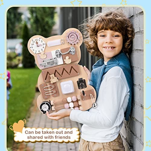 Ovshnrr Planche Activité Montessori, Busy Board Montessori Jeux pour Apprendre la Motricité Fine Tableau Montessori pour Enfant 1 2 3 Ans