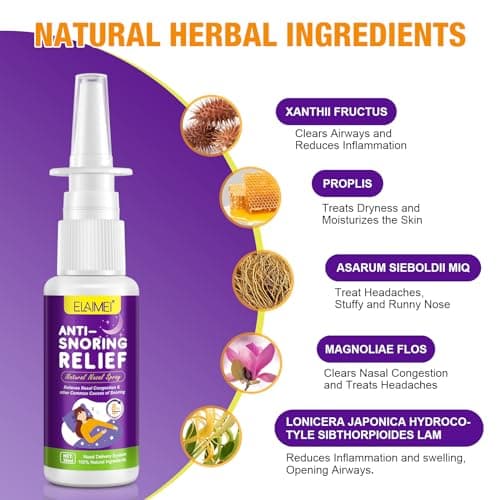Spray Nasal Contre Le Ronflement 30Ml, Spray Naturel Contre Le Ronflement, Soulage Efficacement Le Ronflement, Améliore La Respiration, Solution 100% Naturelle Contre Le Ronflement