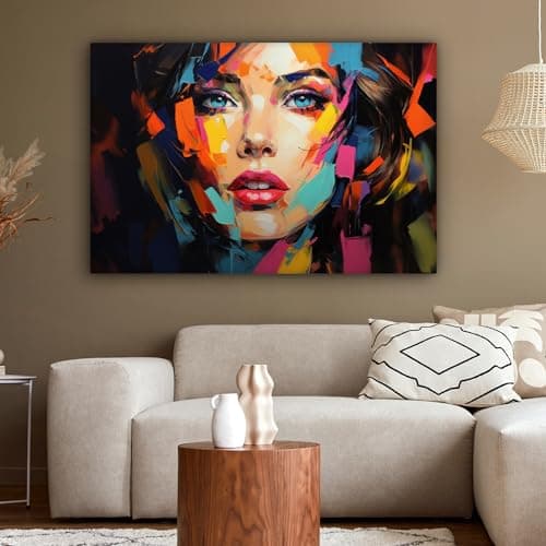 MuchoWow© Impression sur Toile Decoration Murale Peinture 120x80 cm Tableaux Decoratifs Muraux Déco Chambre Tableau Salon Femme - Art - Abstrait - Portrait