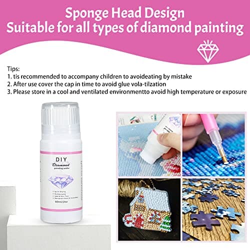 URFEDA Scellant Peinture Diamant 60ml Colle de Peinture Au Diamant à Séchage Rapide Permanent Hold & Shine Effect Scellant pour 5D Diamond Painting Et Puzzle Outils de Peinture Au Diamant avec Brosse