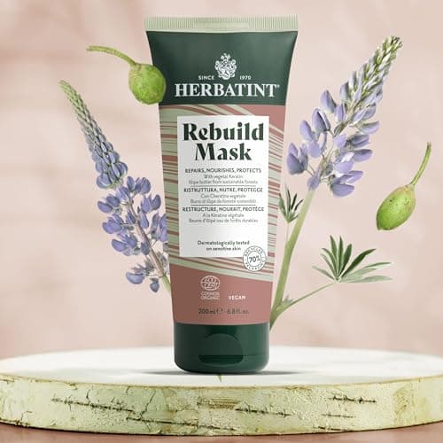 Herbatint Rebuild Mask, Masque Réparateur Bio - 200 ml | Nourrit, Répare et Protège les Cheveux Abîmés ou Stressés | Formule Exclusive à la Kératine Végétale | 99% d'Ingrédients Naturels, Vegan