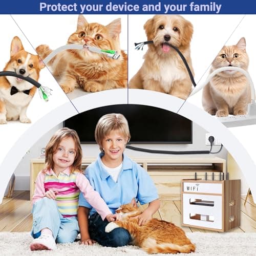 Catekro Boîte de Rangement en Bois pour Modem WiFi, Armoire de Rangement WiFi, Étagère Murale, Étagères Murales (Marron-Bois-OA272)