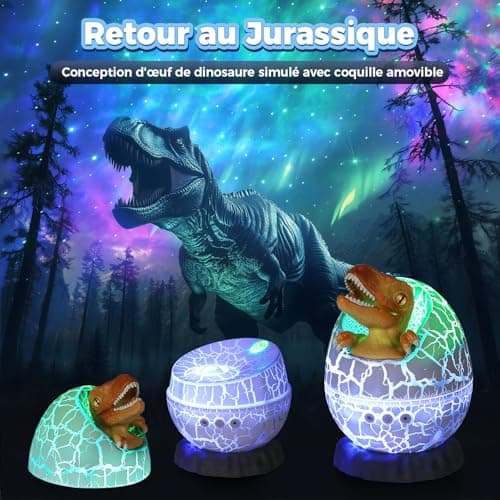 YISSVIC Projecteur Ciel Etoile Œufs de Dinosaure Projecteur Galaxie 8 Effets Lumineux 5 Vitesse 5 Luminosité avec Télécommande Minuterie Ciel Etoile Plafond Décoration Chambre Cadeau pour Noël, Fête