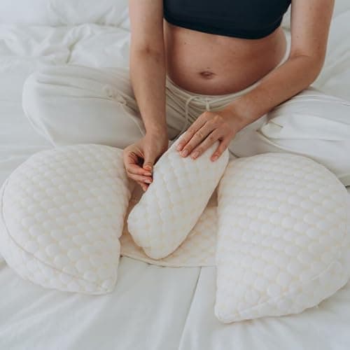 FOGOIN Natty Oreiller de Grossesse, Coussin de Grossesse pour Femme Enceinte, Soutien pour Le Dos, Les Hanches, Les Jambes, Oreiller de maternité avec Housse d'oreiller Amovible et réglable