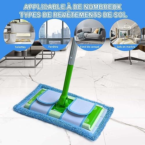 GFRED Lot de 3 Lingettes Reutilisable Remplacement Compatible Avec Swiffer Sweeper Utilisation Humide et Sèche Tampons Vadrouille en Microfibre Convient à de Nombreux Types de Revêtements de Sol