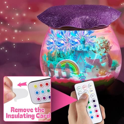 RONSTONE Kit Terrarium DIY avec Jouet Licorne pour Filles et Garçons - Excellent Cadeau d'anniversaire pour Enfants de 4 5 6 7 8 Ans - Kit de Bricolage Educatif pour Enfants - Veilleuse Licorne