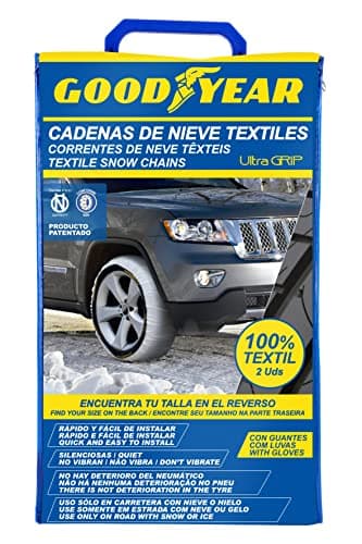Goodyear Jeu de 2 Chaînes à Neige en Textile pour Voitures Ultra GRIP Taille M, Blanc