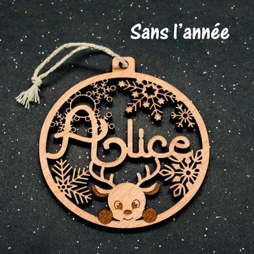 Boule de Noël prénom et année personnalisable, premier Noël, étui cadeau en option