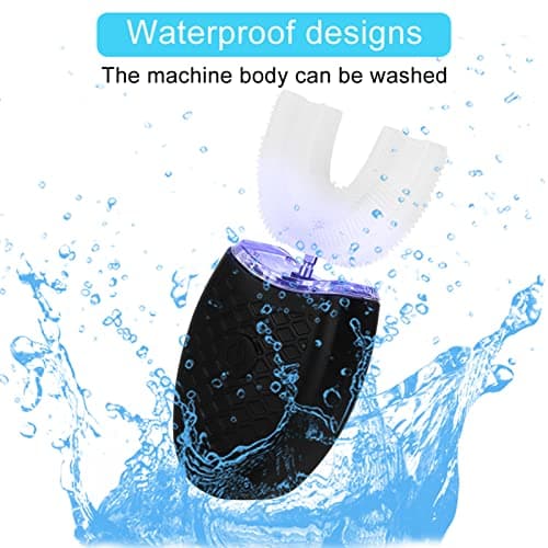 Brosse à dents électrique sonique, tête de brosse à dents en forme de U, nettoyage automatique, 4 modes de nettoyage, tête de brosse à dents en silicone de qualité alimentaire