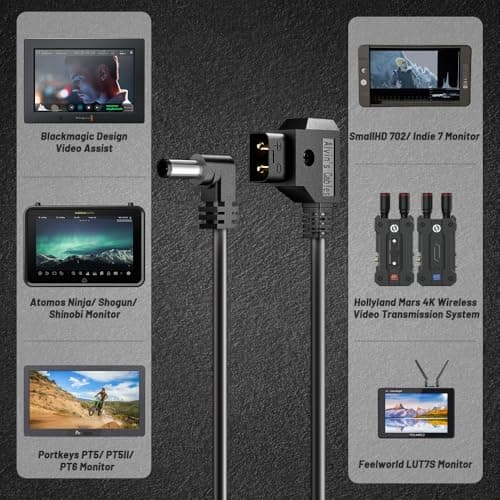 Alvin's Cables Anton Bauer Power Tap D-Tap vers 2.1 DC 12V à Angle Droit Câble pour Moniteurs KiPRO LCD 1.5M