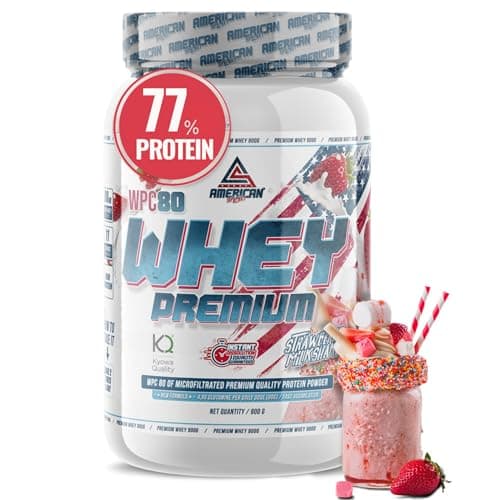 AS American Suplement | Premium Proteine whey | Boisson protéinée | Prisse de Masse Musculaire | Protéine Pure WPC80 | L-Glutamine | Kyowa Quality® (900 gr, Fraise)