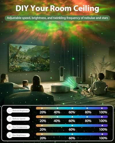 Macchiatto Projecteur Ciel Etoile Dinosaure, Projecteur Galaxie Plafond avec Multiples Nébuleuse, Angle Réglable, Minuterie, Télécommande, Veilleuse Etoile Projection pour Enfants Adultes