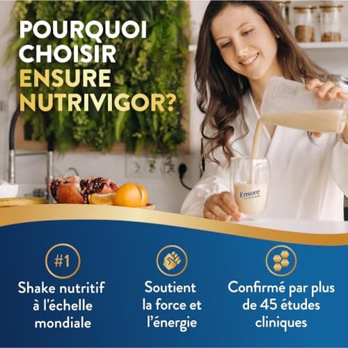 Ensure NutriVigor - Complément alimentaire avec protéines, 27 vitamines et minéraux et HMB - Pour une alimentation saine et équilibrée - Chocolat - 1 x 850 g