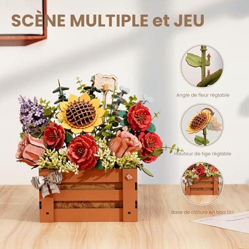 ROWOOD Puzzle 3D Fleurs avec vase, cadeaux de bonsaï DIY, décoration de la maison, kit de modélisation de fleurs artificielles pour adultes et enfants, cadeau idéal pour les femmes et les hommes
