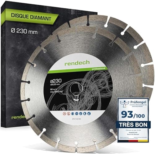2x Disque diamant 230 mm pour Pierre, Béton, brique etc. - Disques à tronçonner diamantés pour un usage professionnel continu | rendech® Qualité