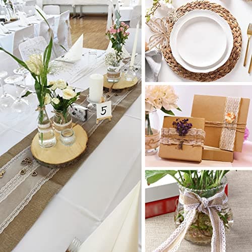 13 Pièces Ruban Dentelle, Toile Ruban Jute Natuelle, Uban Jute Dentelle Toile Ruban Toil Jute, Ruban de Jute Naturel, Ruban Cadeau Emballages,Ruban Dentel pour Cadeaux Bricolage Deco Mariage Champetre
