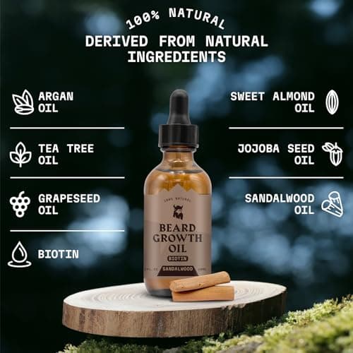 Striking Viking Huile de croissance de barbe avec biotine, 2 Fl Oz (1 pièce) (Santal)