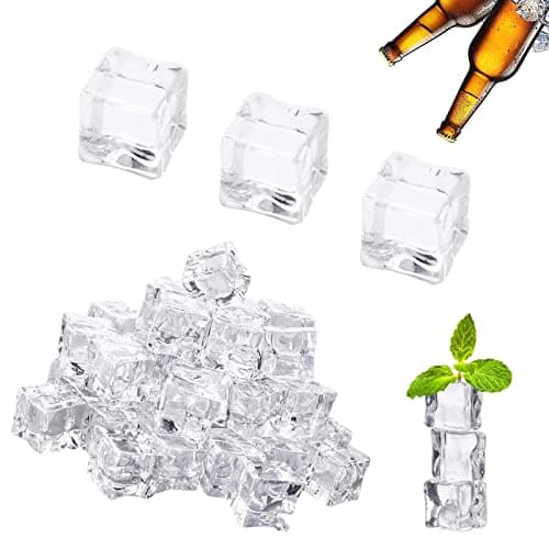 60 Pièces Artificielle Acrylique GlaçOns Transparent Faux GlaçOns Cube Carré Forme Verre Glaçon en Plastique Effacer pour Cristal Clair Photographie Props Cuisine Décor