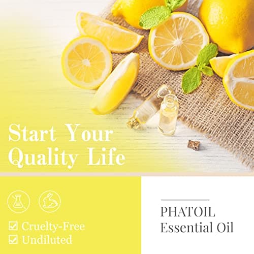 PHATOIL Huile Essentielle Citron 10 ML, Huiles Essentielles Pures Naturelles pour Diffuseur, Huile de Citron pour Humidificateur Aromathérapie Bougies