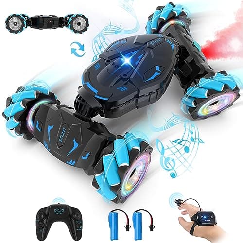 Pristar Voiture télécommandée avec la Main, avec Lumière et Spray, Jouet RC Car Drift 4WD 2,4 GHz, Rotation à 360°, Cadeau pour Filles Garçons Enfants de 6 8 9 10 Ans
