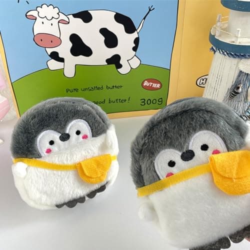Mini Porte Monnaie,2 Pièces Mignon Petit Pochette Portefeuille avec Fermeture Eclair,Coin Porte Monnaie Enfant,Mini Porte Monnaie,Animaux Portefeuilles Pingouin-B