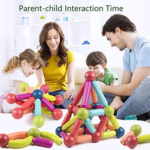 SVYHUOK Bloc Construction Magnetique Enfant 64 Pièces Jeux Construction Magnetique, 3D Jouets Magnétiques Créer l'imagination Infinie, Cadeau pour Les Garçons et Les Filles A la Maison et à L'école