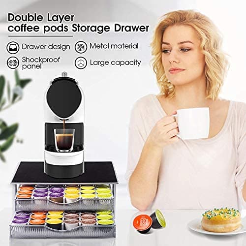 Masthome Tiroir à Capsules Dolce Gusto 72 PCS, Distributeur Dosette Dolce Gusto avec 2 Tiroirs de Rangement Dosettes, Support à Capsules à Café avec Surface Anti-Vibration, pour Maison, Bureau, Café