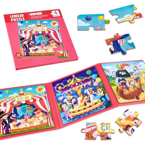 ASTARON Puzzles magnétiques pour Enfants de 3 à 5 Ans, 20-25-30 pièces Puzzles d'apprentissage pour Les Voyages en Voiture, Jouets de Voyage, activités en Avion et en Voiture pour Enfants