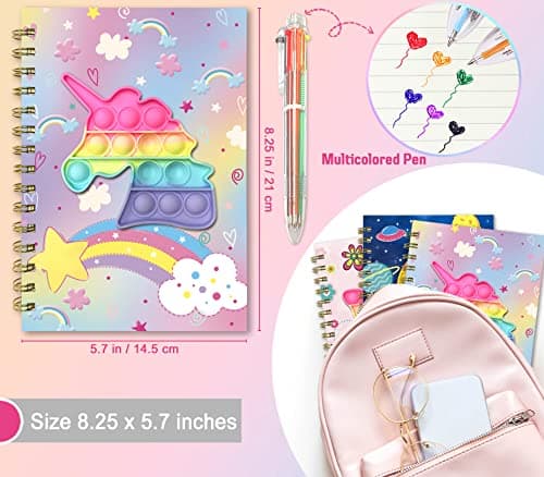 Journal intime Fille avec Stylo, Pop It Spirale Carnet Secret Fille Cadeau