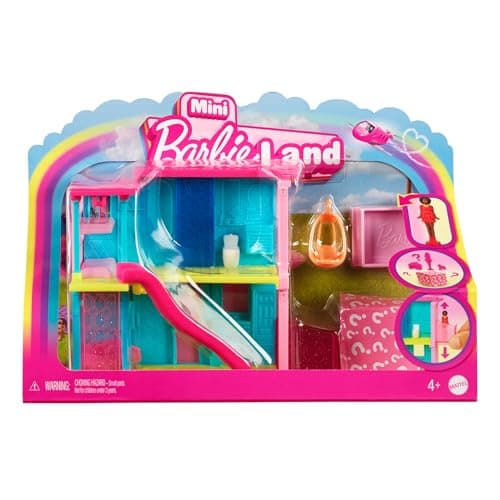 Barbie Coffrets Maison de Poupée Mini-BarbieLand, comprenant la Maison de Rêve de Barbie en petit format, une poupée Barbie surprise de 3,8 cm, du mobilier, des accessoires, 4 ans +, HYF46