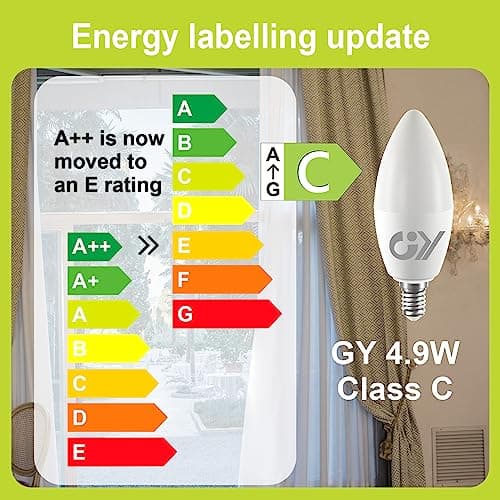 GY Ampoule LED E14 4,9W (équivalent 60W), 807 lumens 3000K Blanc Chaud, C37 Ampoule E14 Efficacité Energétique, E14 LED Non-Dimmable, Lot de 6