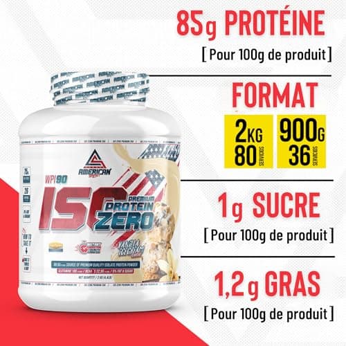 AS American Suplement | Iso Whey Zero 2 kg | Whey Isolate 0% Sucres et 0% Matières grasses | Proteines Musculation | Évite le catabolisme | Whey Protein Isolate | Faible en Glucides (2 kg, Cookies)