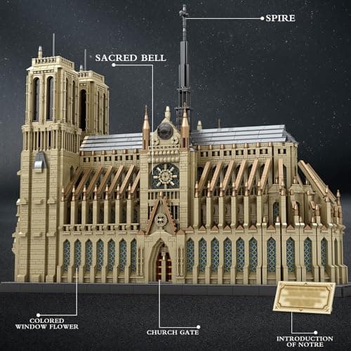 MISINI 66016 Kit de construction Notre-Dame de Paris, 8868 pièces, grande architecture, kit de modèle de construction de renommée mondiale pour adultes, modèle d'exposition à collectionner