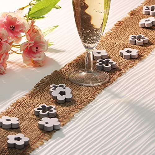 com-four® Ensemble de 128 pièces décor dispersé - Papillons, cœurs et Fleurs en Bois dans Plusieurs Motifs - décoration dispersée en Bois pour la décoration (128 pièces Coeur Fleur Papillon)