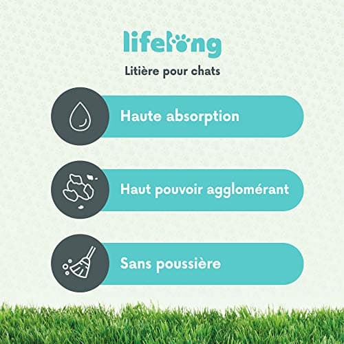 Marque Amazon - Lifelong Litière pour chats, agglomérante bentonite, parfum talc pour bébé, 10L, lot de 1