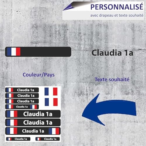 INDIGOS UG® Lot de 13 Autocollants pour nom - Drapeau Lisse - Brésil - 13 Autocollants pour Drapeau - avec nom & Texte souhaité - Vélo, Voiture, Moto, personnalisé