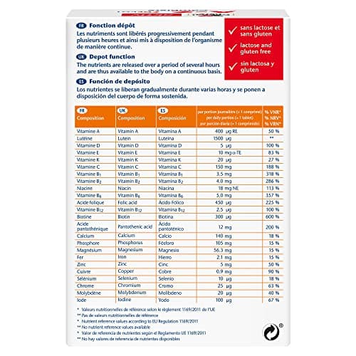 Doppelherz aktiv A-Z Complete Depot, Complément alimentaire, Vitamines à libération progressive, calcium, magnésium, fer, zinc, biotine, acide folique, 120 comprimés