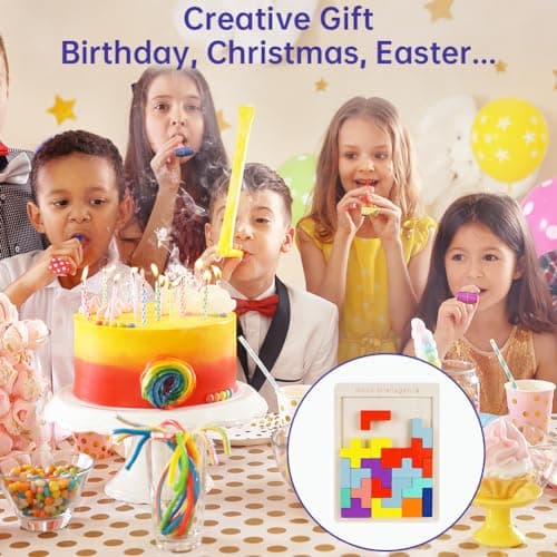 Ainiv Jeu de Blocs Russes Colorés 3D, Puzzle Tangram en Bois, Puzzle de Blocs en Bois, Jouet de Casse-Tête D'intelligence, Cubes de Puzzle de Blocs 3D, Jouets D'intelligence pour Enfants (30 Pièces)