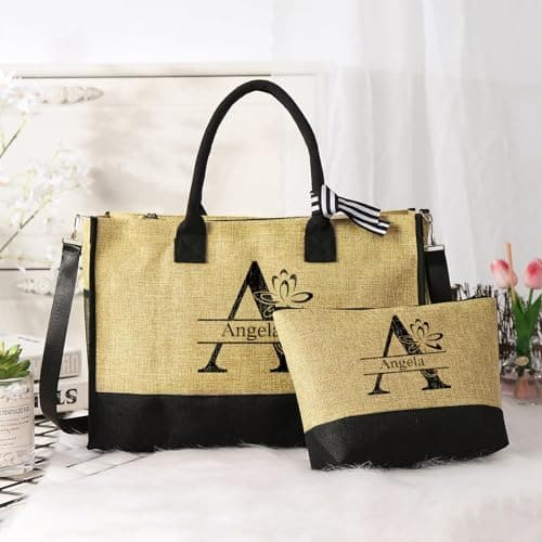 Personnalisé Sac à Main Sac Fourre Tout Grand Sac à Provisions Nom Naissance Fleurs Sac à Bandoulière Avec Fermeture éclair Cadeaux Pour Mère Noël Anniversaire Fête Des Mères (style 5)