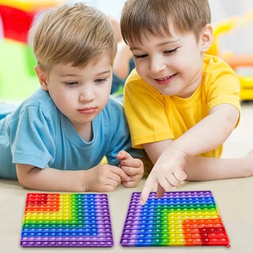Zamety Pop It, Popit Fidget Toys, Anti Stress Fidget, Pop It Bebe Fidget Toy, Multiplication et Addition Popite pour Enfant, Double Face Silicone Arc-en-Ciel Jouet Anti Stress pour Enfants Adultes