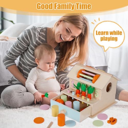 Joellfuner 8 en 1 Jouet Montessori, Jouets Montessori en Bois, Jouet Enfant Montessori 1-5 Ans Garçon Fille, Noël Cadeaux Enfants d'anniversaire (8 en 1)