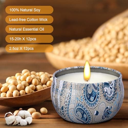 SUPERSUN Coffret cadeau de 12 bougies parfumées pour femme - Magnifique ensemble de bougies parfumées en cire de soja avec un parfum agréable pour l'aromathérapie, Noël et les mariages - Citron