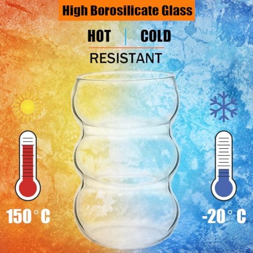ALINK Bubble Gläs Lot de 4 verres à boire, nervurés, 550 ml, verres à latte macchiato, verres à café glacé, verres à cocktail